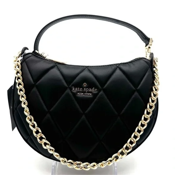 Kate Spade Carey Zip Top Crossbody Bag Black/Gold - Picture 7 of 15